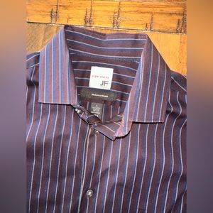 FJ Ferrer Men’s Maroon Blue Long Sleeve Button Up Dress Shirt Super Slim fit